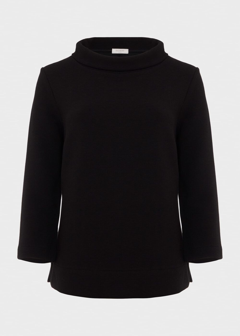 Betsy Textured Top With Cotton , Black, hi-res