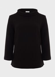 Betsy Textured Top With Cotton , Black, hi-res