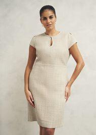 Oriana Tweed Dress, Oyster, hi-res