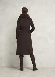 Livia Wool Coat With Faux Fur, Alder Brown, hi-res
