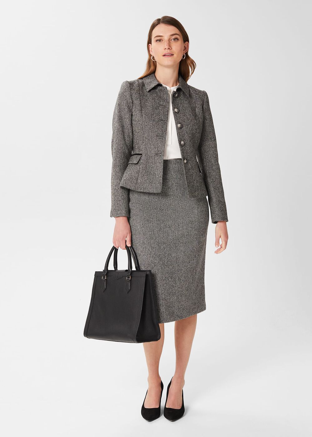 Daniella Wool Jacket, Black White, hi-res