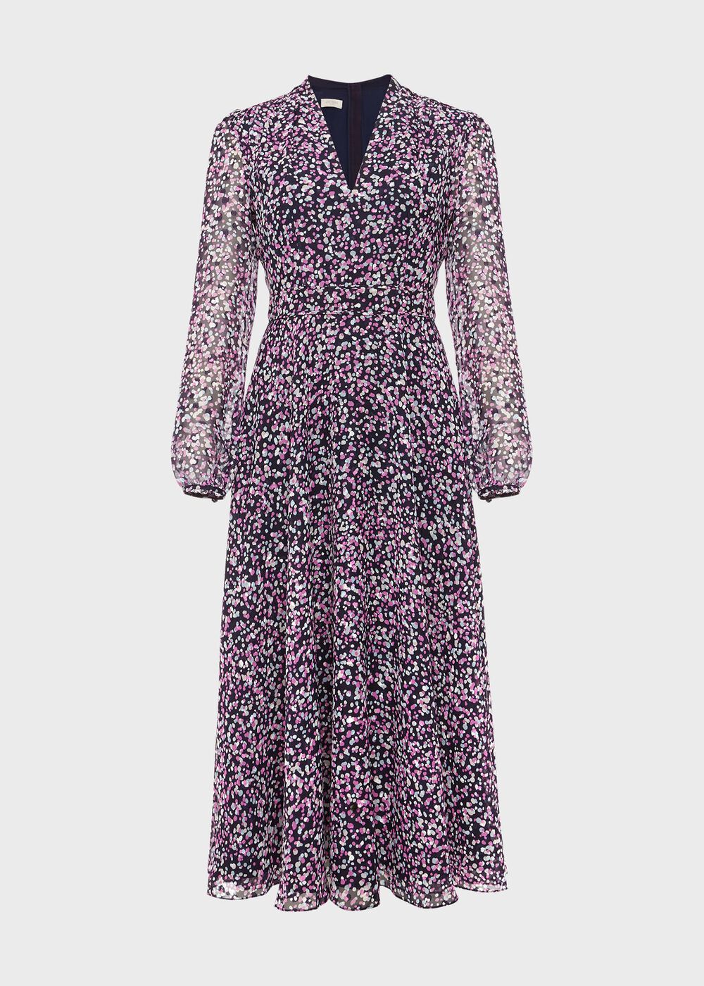 Petite Aurora Fit And Flare Dress, Navy Multi, hi-res