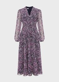 Petite Aurora Fit And Flare Dress, Navy Multi, hi-res