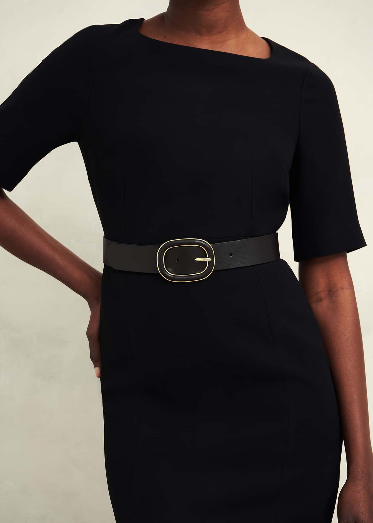Rory Leather Waist Belt, Black, hi-res