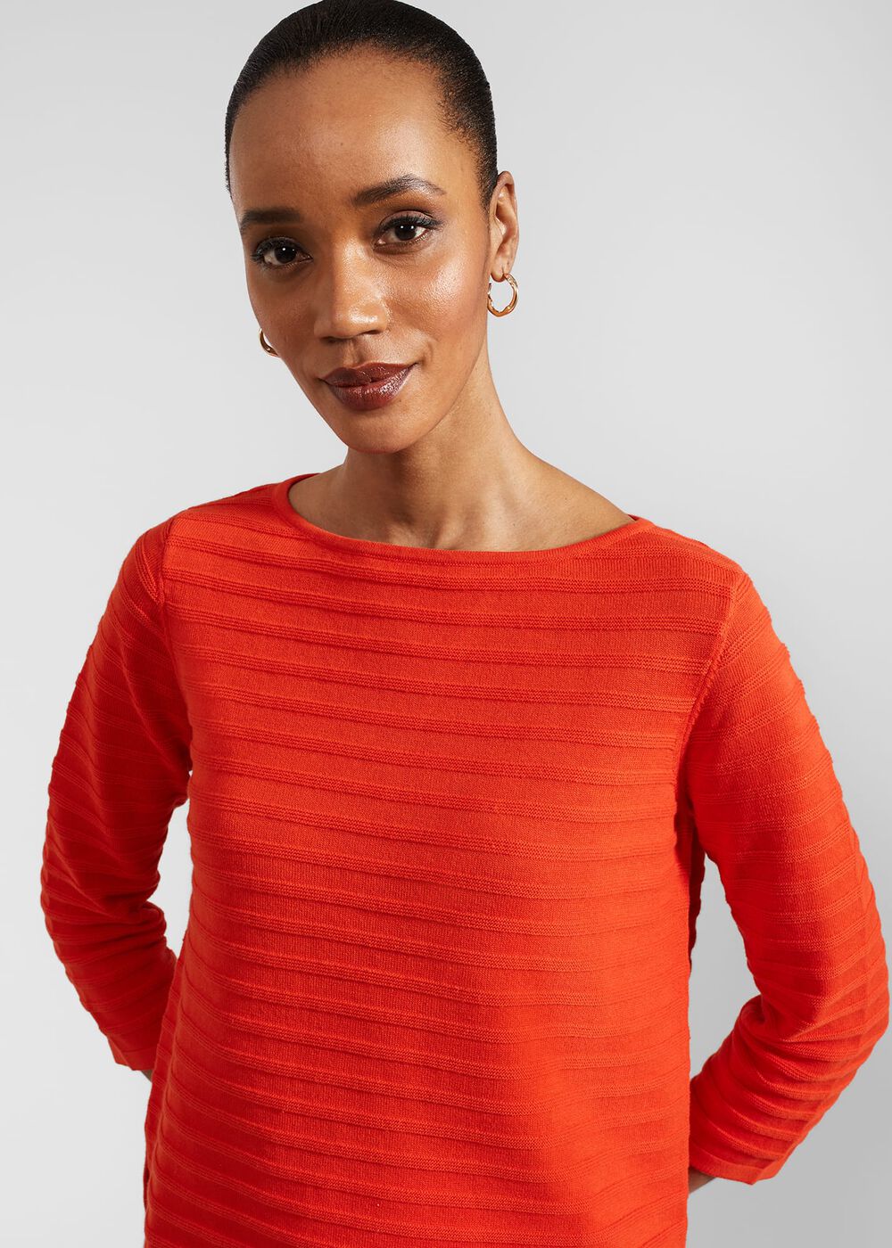 Nellie Cotton Sweater, Hibiscus Red, hi-res