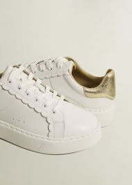Dannie Leather Trainers, White, hi-res