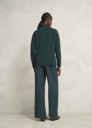 Dark Green Lorraine Wool Blend Turtle Neck Knitted Sweater, Ponderosa Green, hi-res