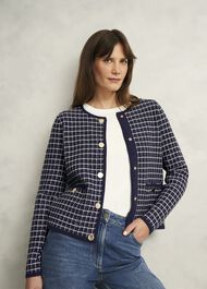 Enya Knitted Jacket, Midnight Ivory, hi-res