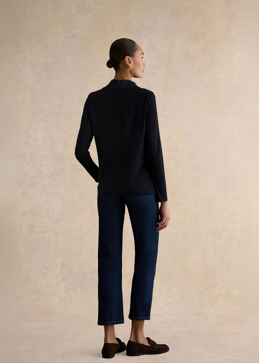 Arielle Cowl Neck Long Sleeve Blouse, Hobbs Navy, hi-res