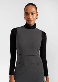 Violet Ponte Dress, Black Ivory, hi-res