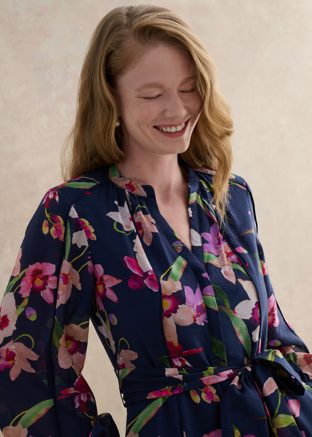 Petite Pippa Floral Waist Tie Dress, Midnight Multi, hi-res