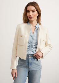 Draycott Cropped Jacket, Ivory, hi-res