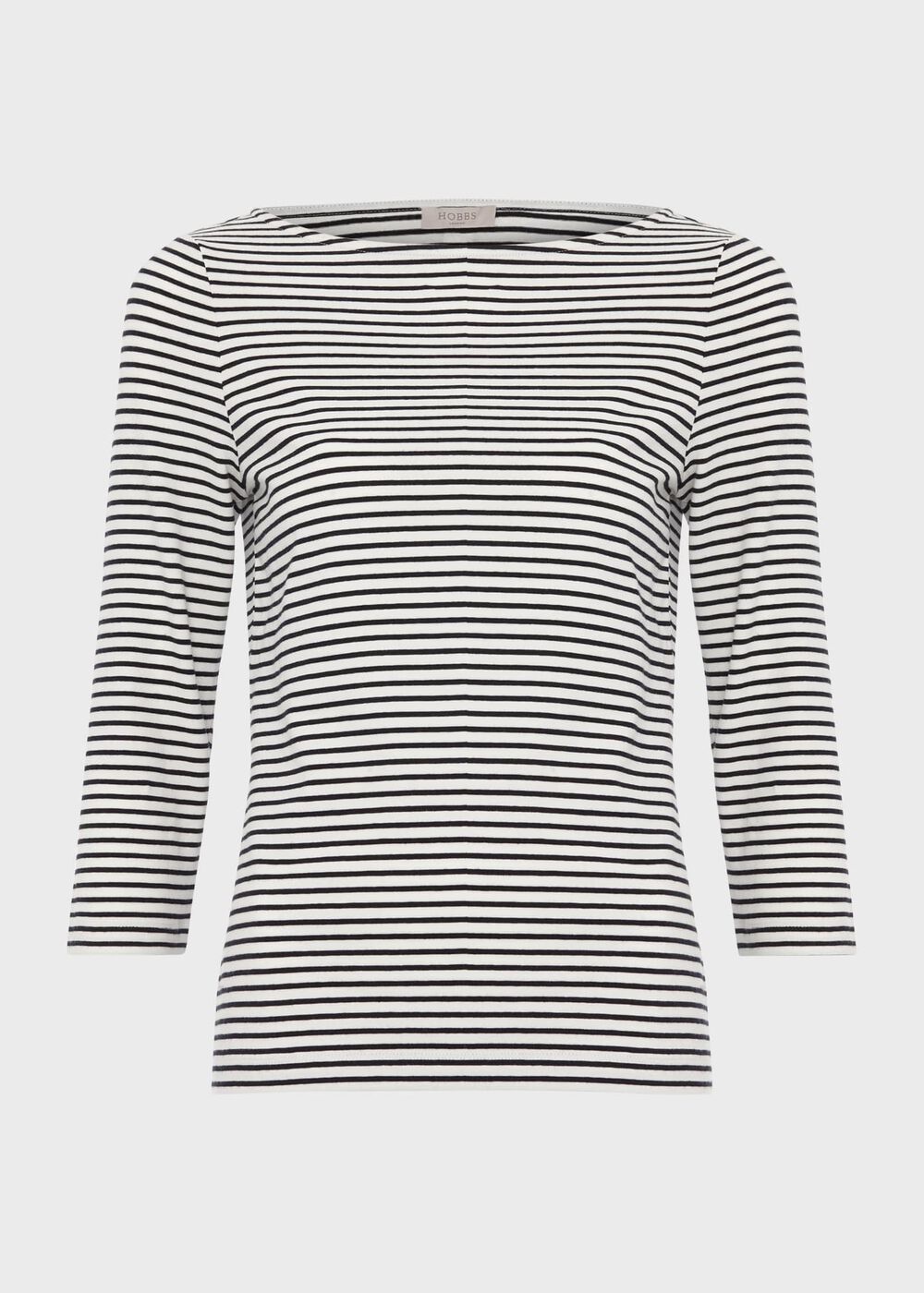 Mallory Cotton Blend Striped Top, Ivory Navy, hi-res