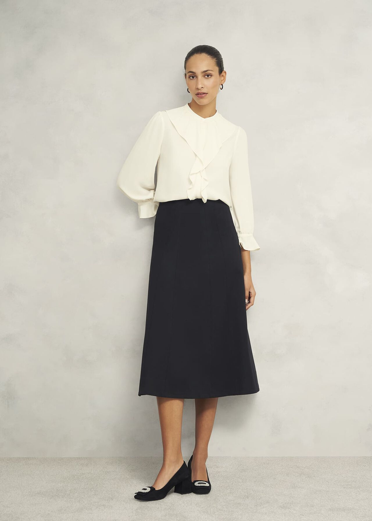 Adley Ponte Skirt, Black, hi-res