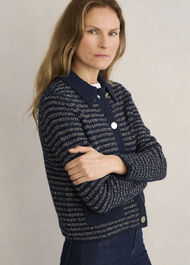 Sasha Knitted Jacket, Navy, hi-res