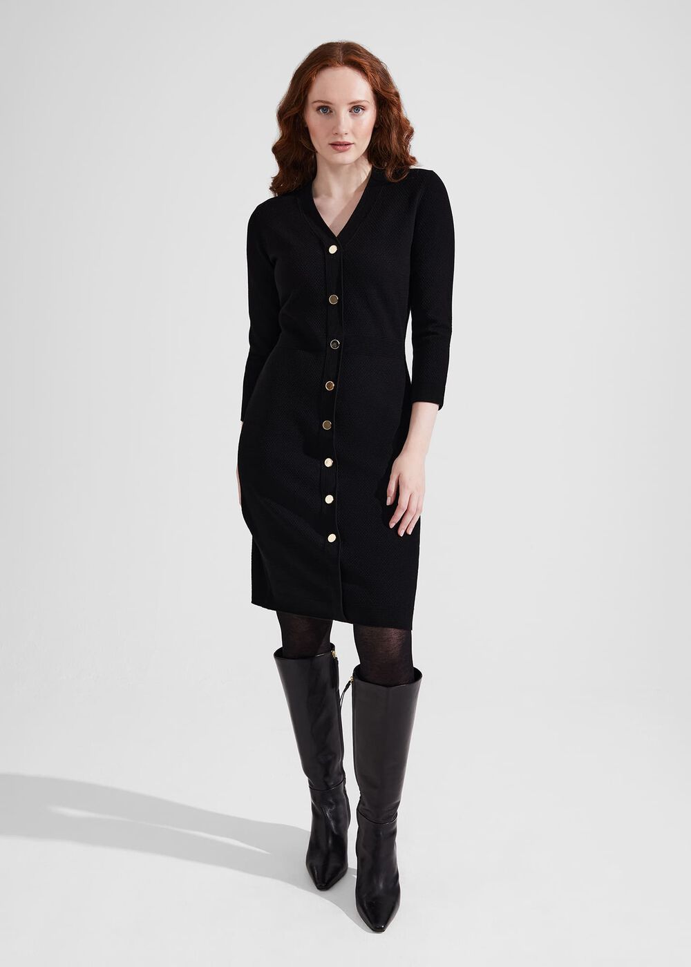 Marlee Knitted Dress, Black, hi-res