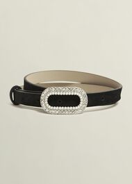 Cathy Jewelled Waist Belt, Black, hi-res