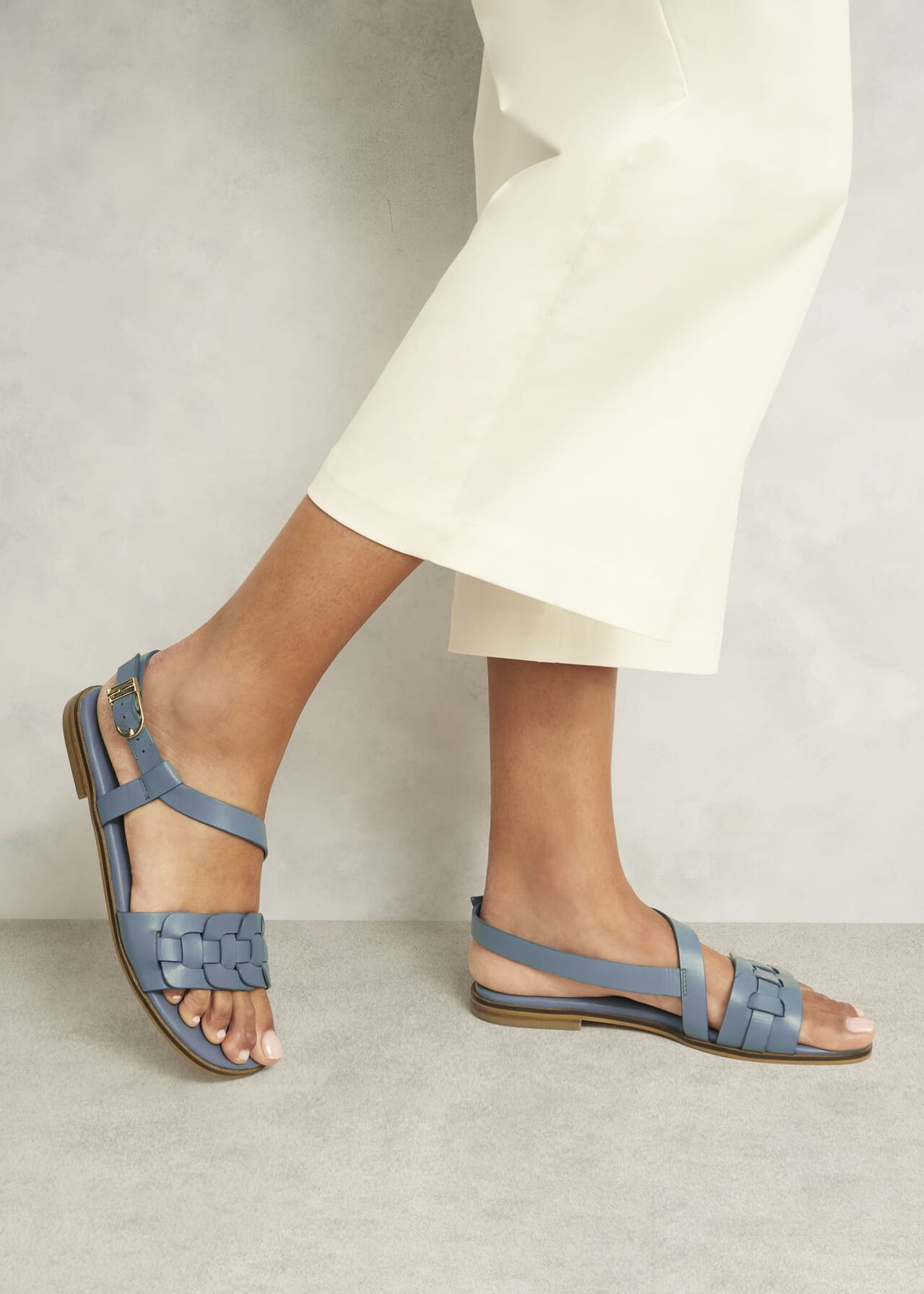 Vera Leather Sandals, Cornflower Blue, hi-res