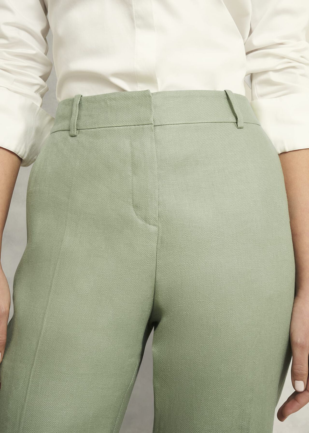 Marietta Linen Straight Pants, Sage Green, hi-res
