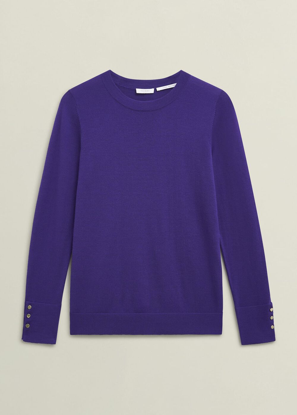 Purple Penny Merino Wool Crew Neck Knitted Sweater, Future Purple, hi-res