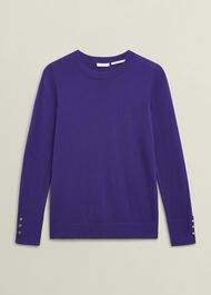 Purple Penny Merino Wool Crew Neck Knitted Sweater, Future Purple, hi-res