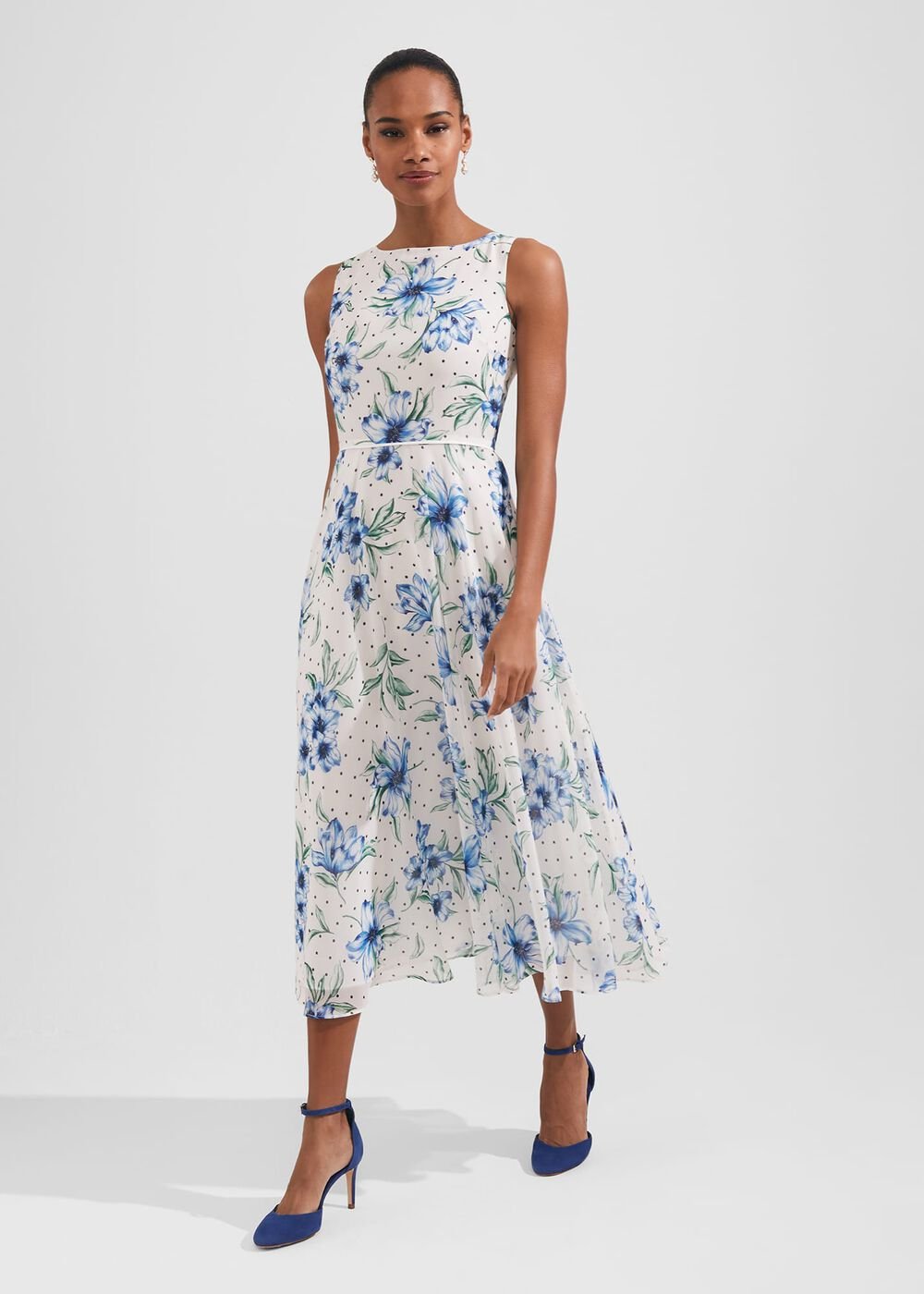 Petite Carly Floral Midi Dress, Ivory Multi, hi-res