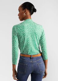 Aimee Printed Top, Green Ivory, hi-res