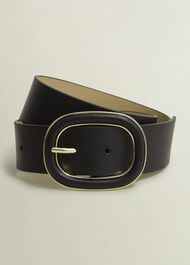 Rory Leather Waist Belt, Black, hi-res