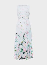 Petite Carly Floral Midi Dress, Pale Blue Multi, hi-res