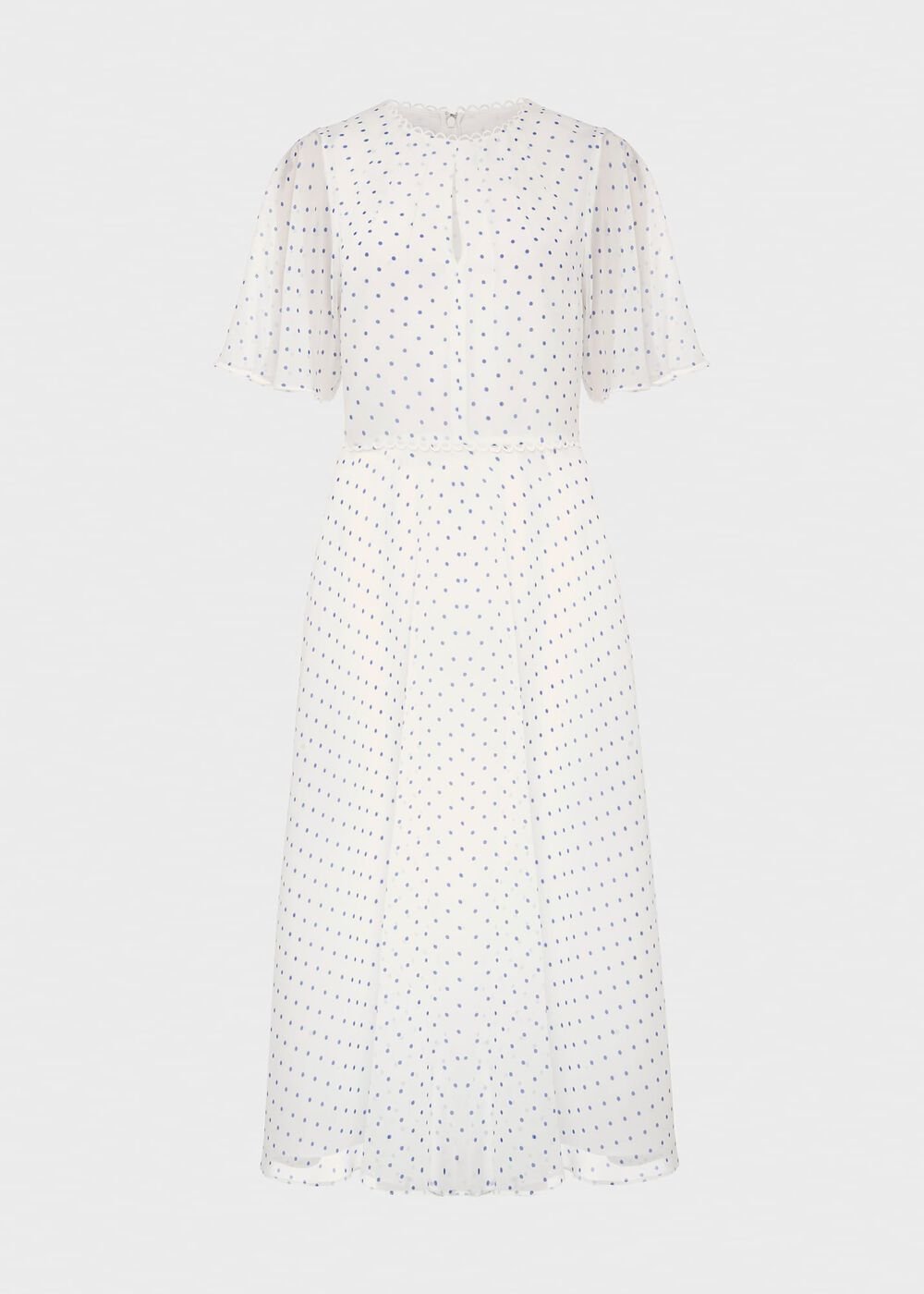 Priya Silk Spot Dress, Ivory Blue, hi-res