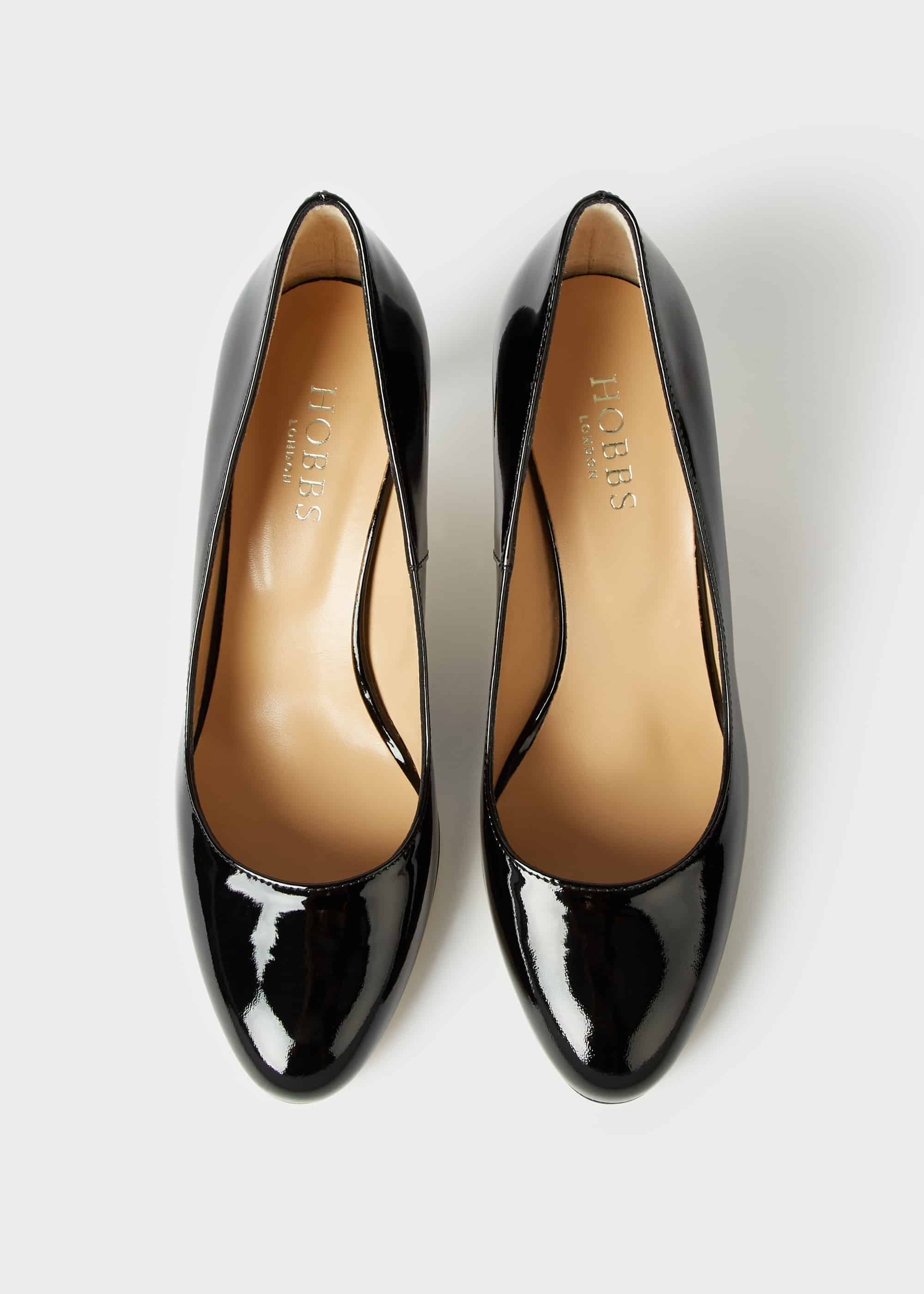 black patent stiletto court shoes