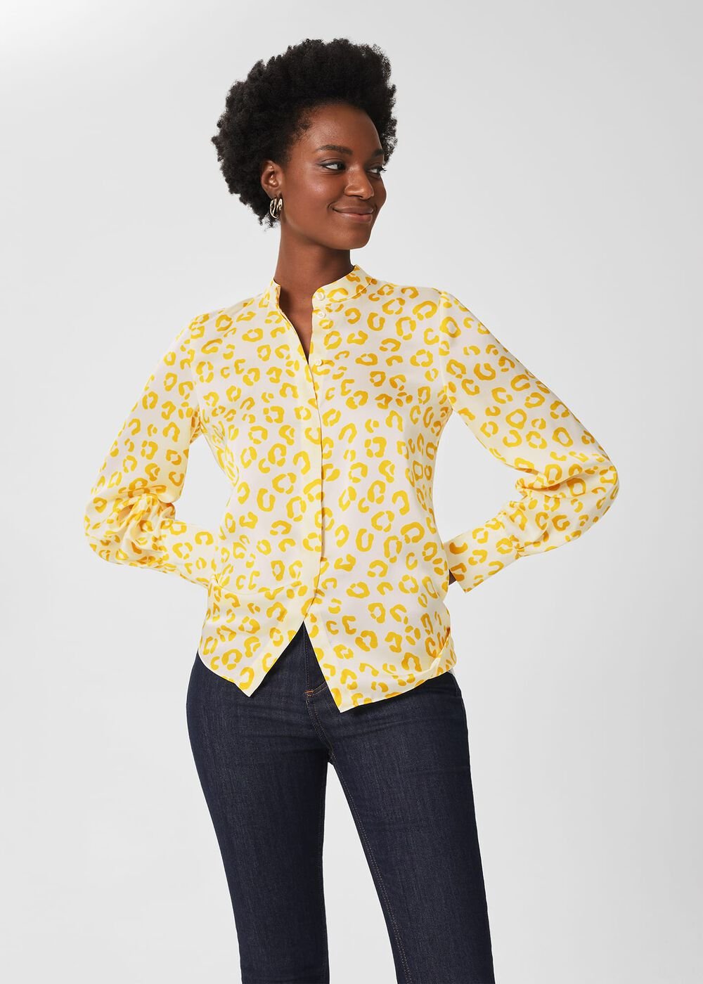 Beatrice Tie Neck Blouse, Ivory Yellow, hi-res