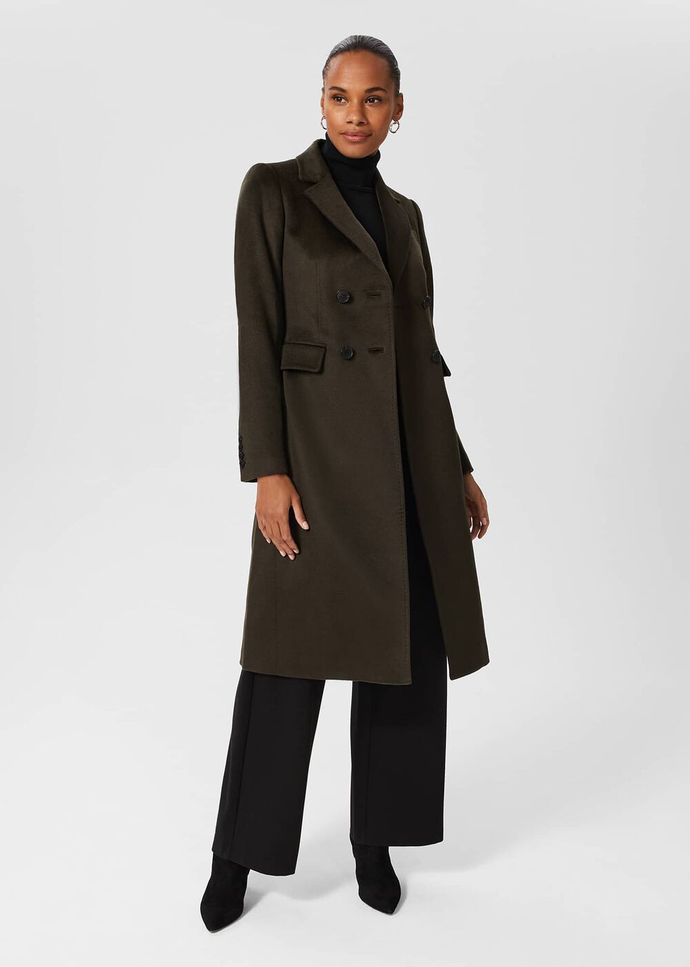 Elva Wool Coat, Dark Olive, hi-res