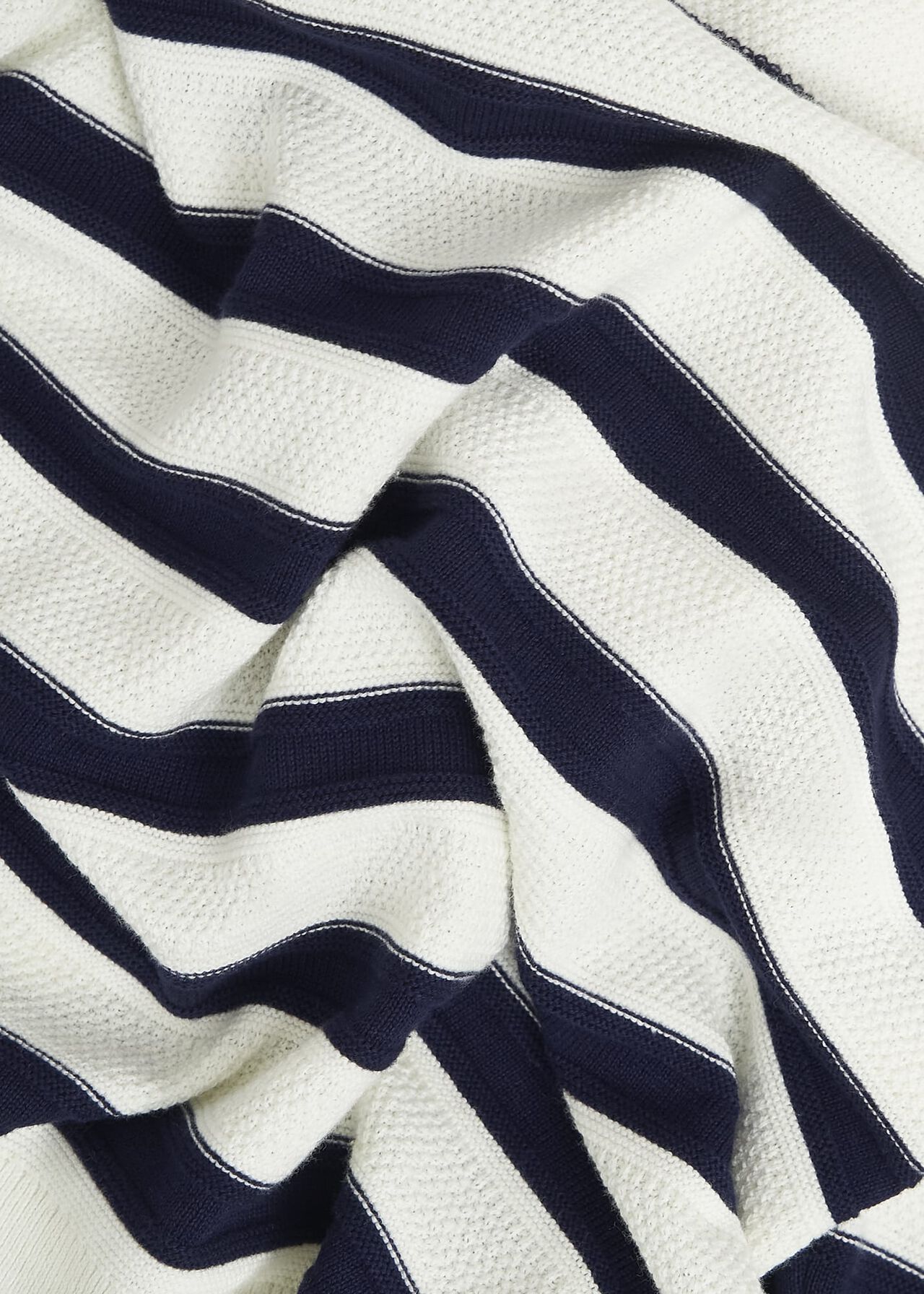 Amoura Striped Cotton Sweater, Ivory Navy, hi-res