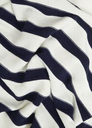 Amoura Striped Cotton Sweater, Ivory Navy, hi-res