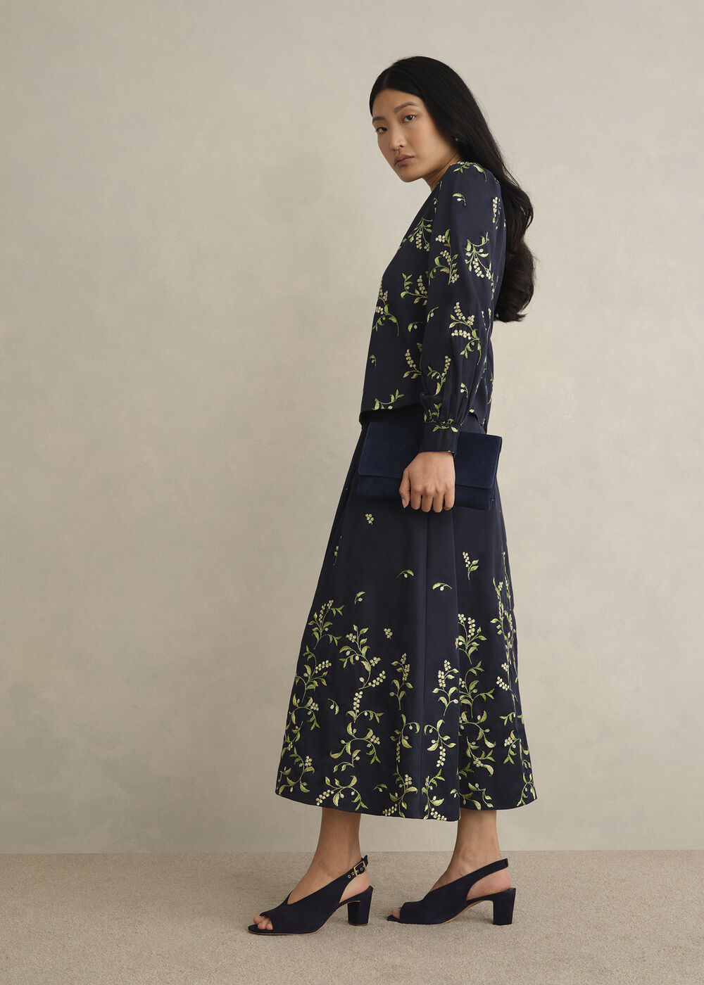 Annie Floral Embroidered Skirt, Midnight Multi, hi-res