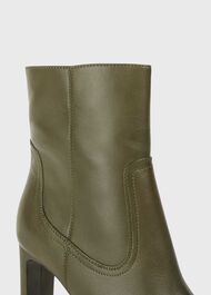 Fiona Leather Ankle Boots, Olive, hi-res