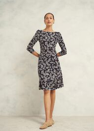 Ginny Jersey Dress, Navy Cream, hi-res