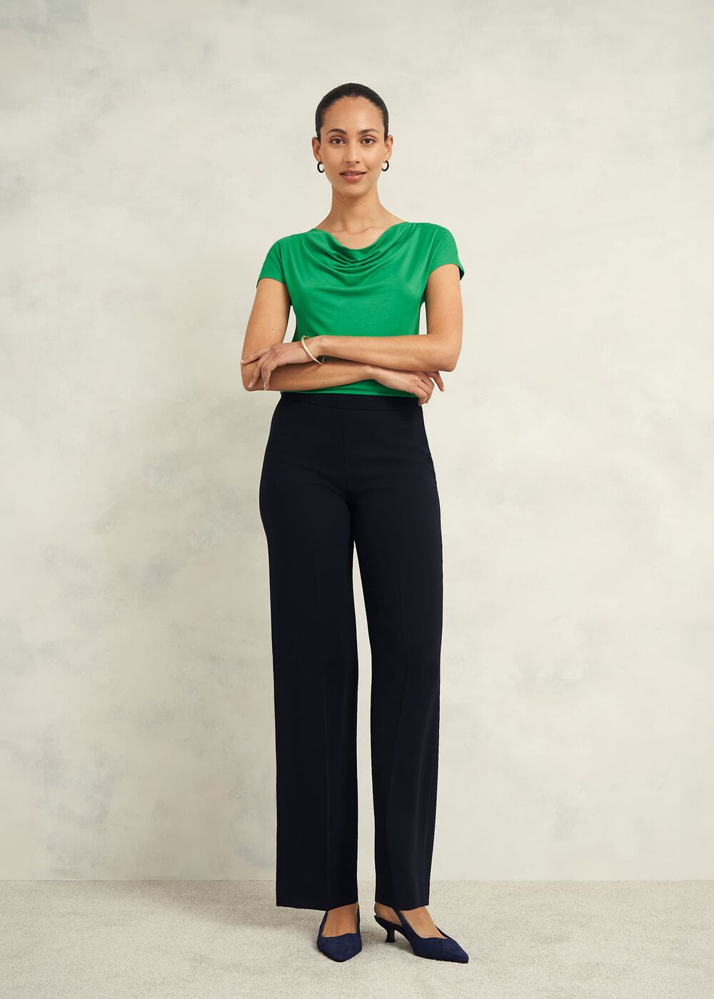 Cathy Cowl Neck Top, Cilantro Green, hi-res