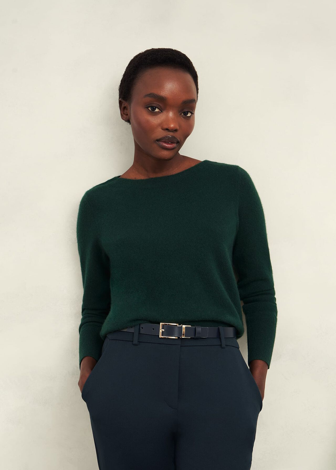 Larina Cashmere Sweater, Hawthorn Green, hi-res