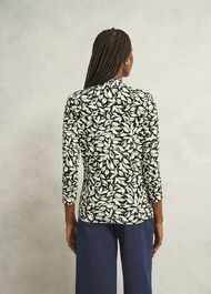 Aimee Printed Top, Navy Green, hi-res