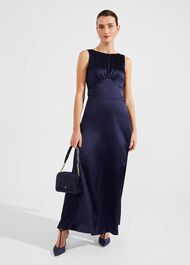 Jemma Satin Maxi Dress, Midnight Navy, hi-res