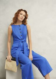 Melissa Linen Jumpsuit, French Blue, hi-res