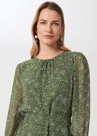 Frances Spot Belted Dress, Fern Green, hi-res