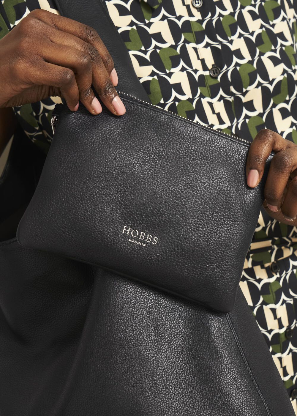 Blakely Leather Shoulder Bag, Black, hi-res