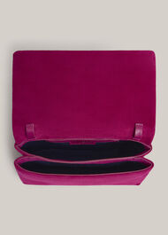 Jas Suede Clutch, Bright Pink, hi-res