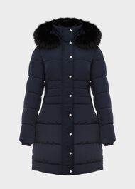 Dita Puffer Jacket With Hood, Navy, hi-res