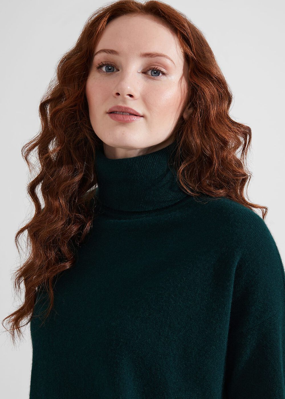 Delora Cashmere Roll Neck Jumper, Hawthorn Green, hi-res