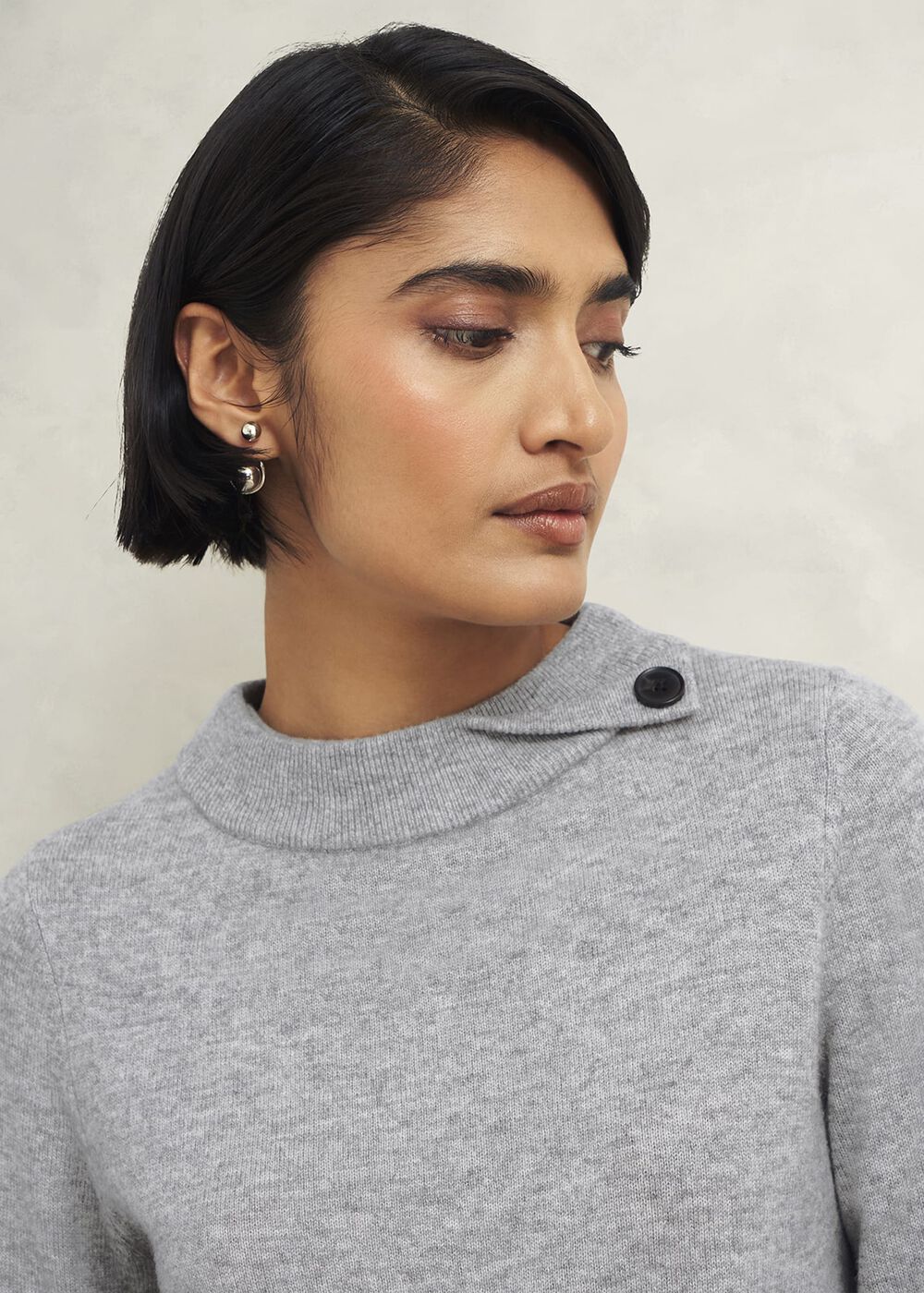 Talia Wool Cashmere Sweater, Grey Marl, hi-res