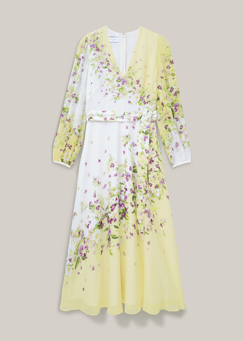 Ariel Floral Silk Dress, Yellow Multi, hi-res